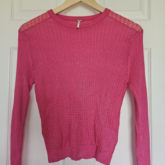 Free People H2O Crewneck Pullover Lightweight Sweater Hibiscus Highlight Size S - Picture 5 of 14